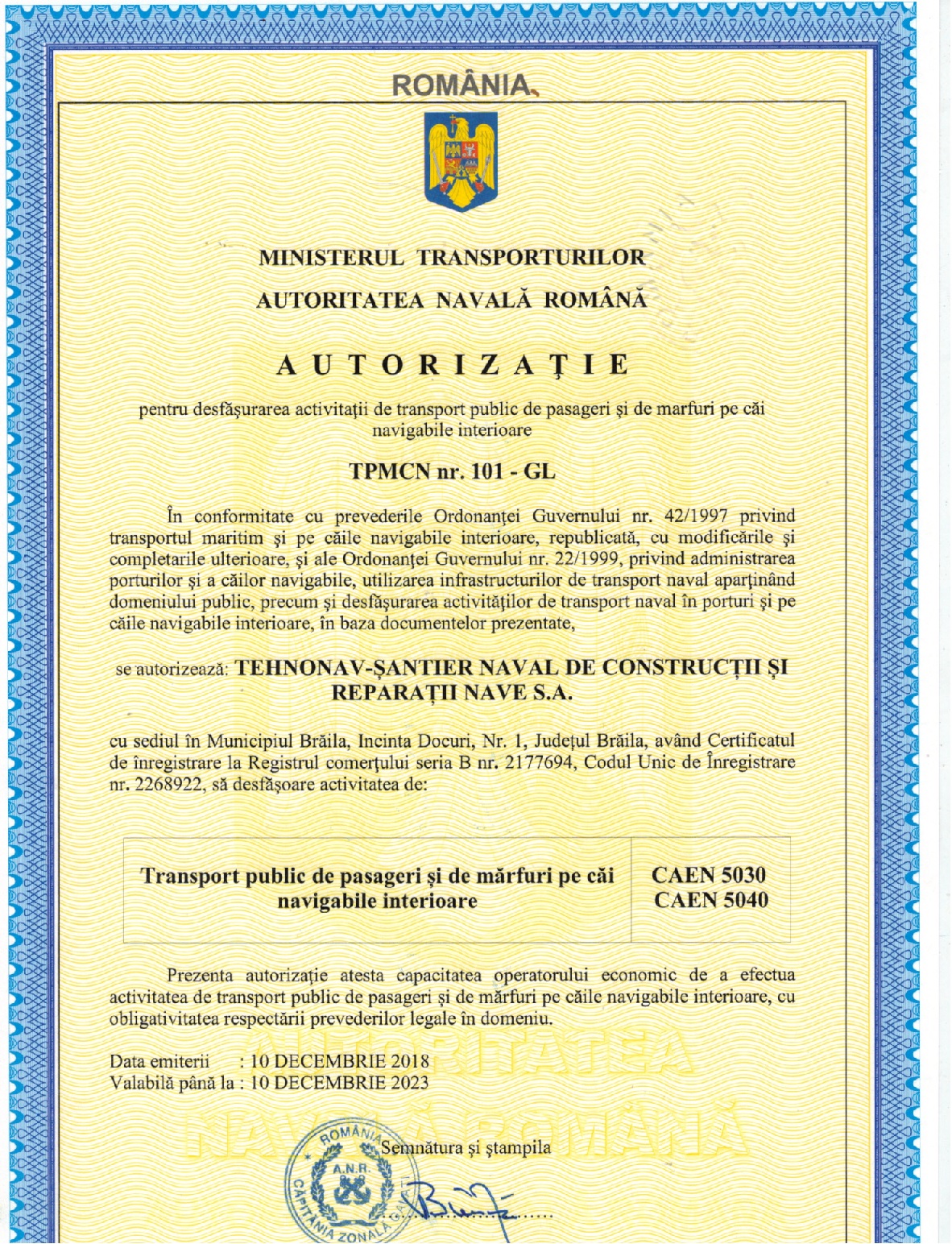 autorizatie transport